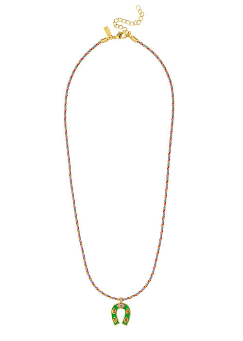 GREEN MINI  HORSESHOE NECKLACE