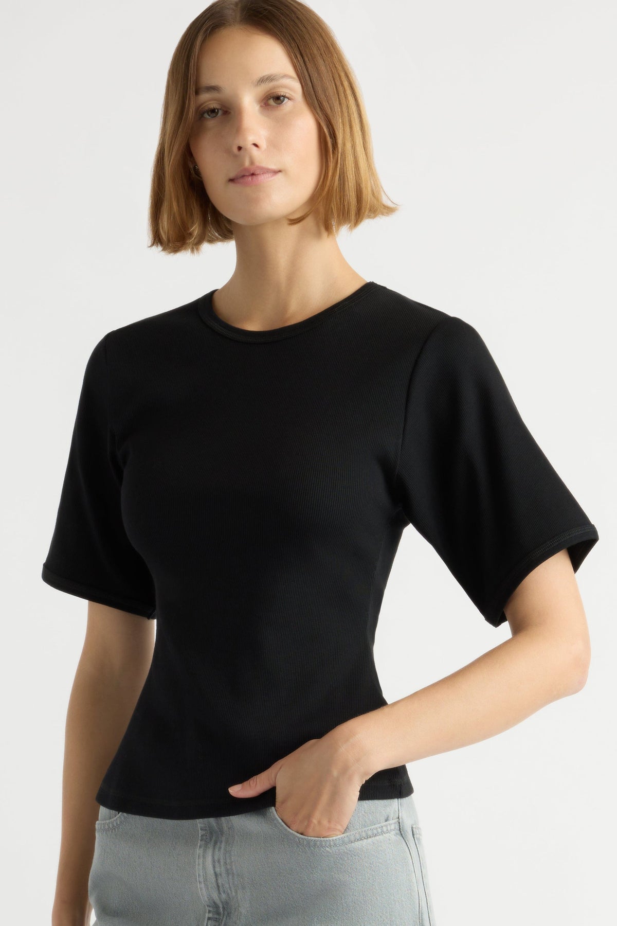 REANNE RIBBED SCULPTED TEE