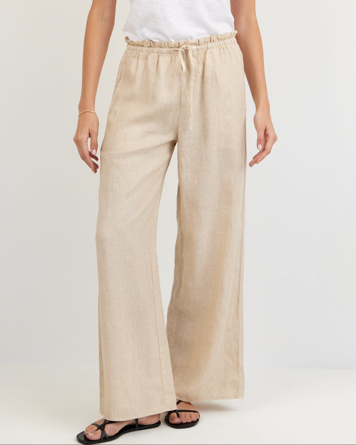 LINEN RUFFLE WAIST PANT