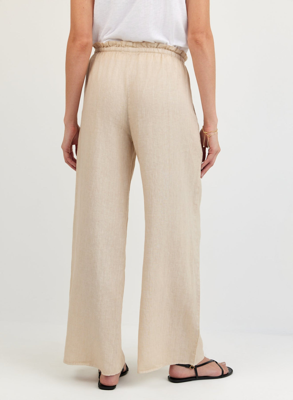 LINEN RUFFLE WAIST PANT