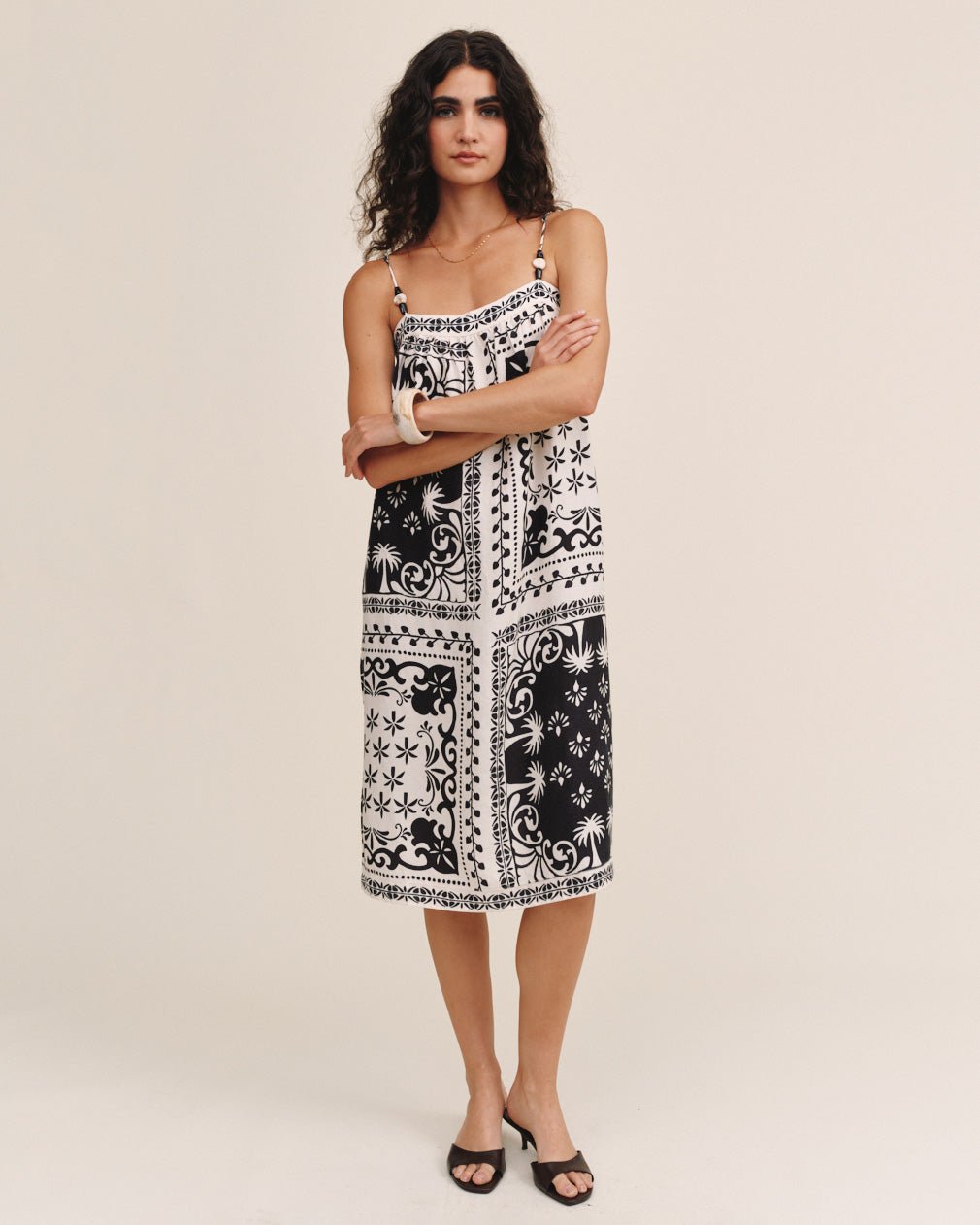 SPAGHETTI STRAP MIDI DRESS