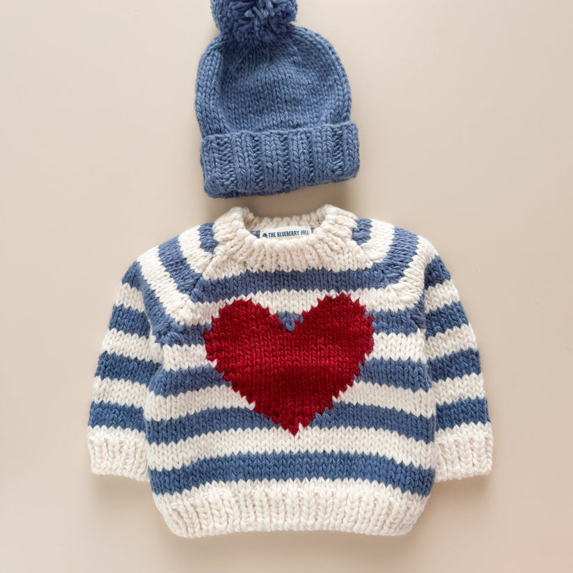 STRIPE BIG HEART SWEATER