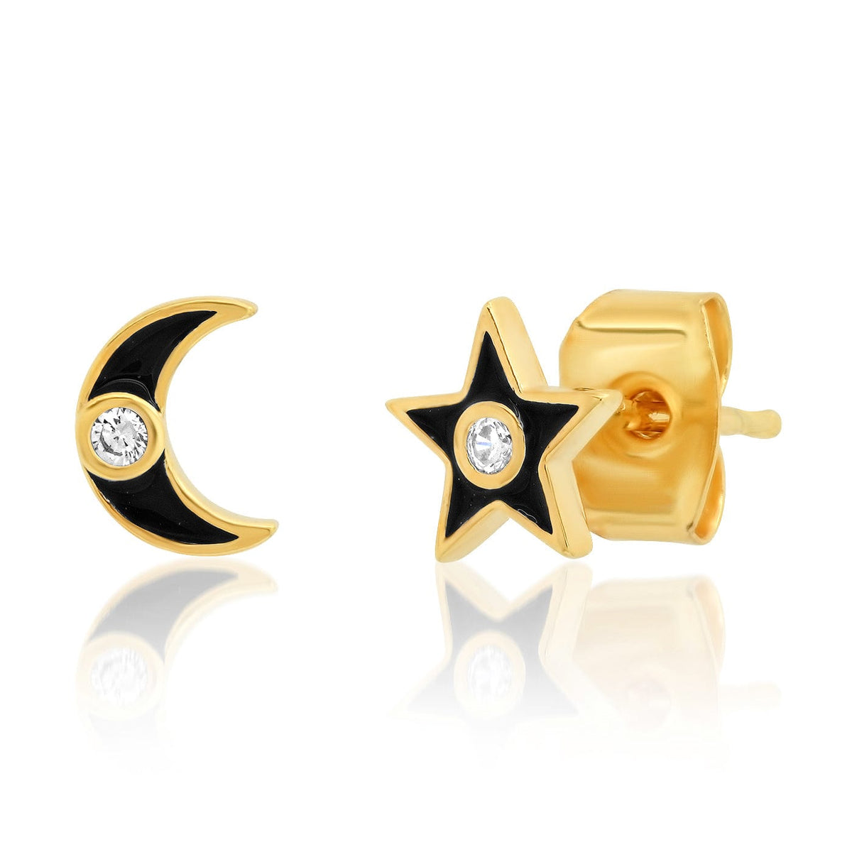 STAR AND MOON STUDS W/ CZ