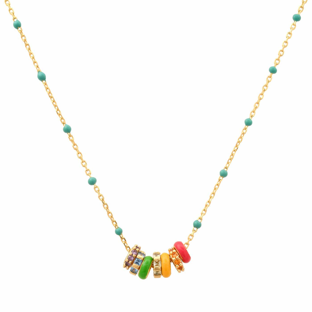 RAINBOW RONDELLE BEADED NECKLACE