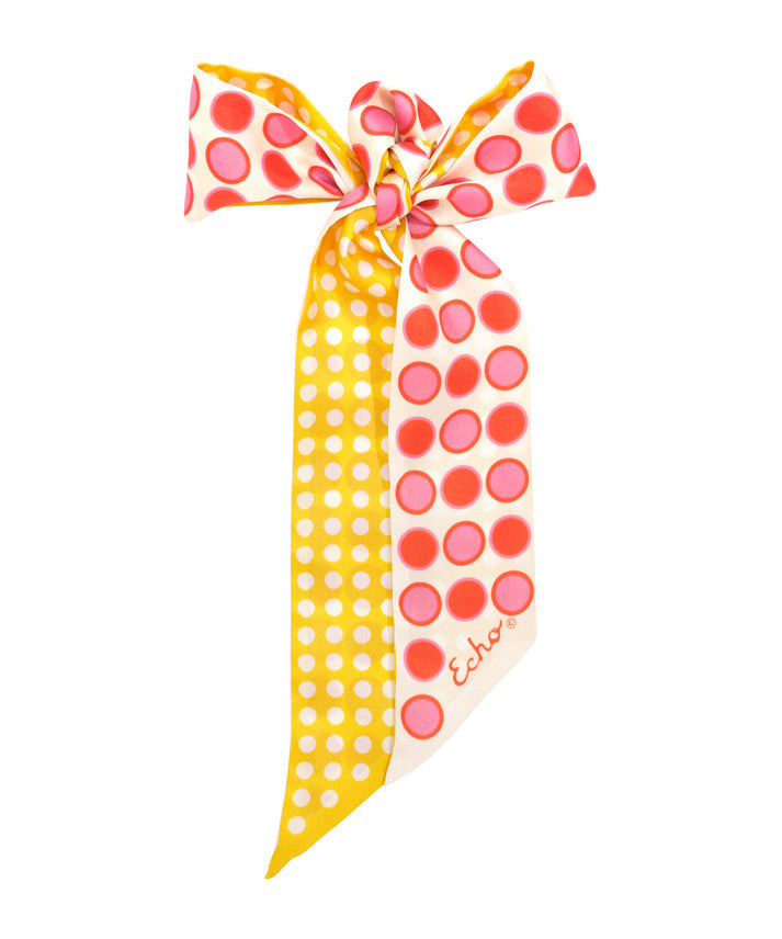 SPOTTED SILK RIBBON SCARF