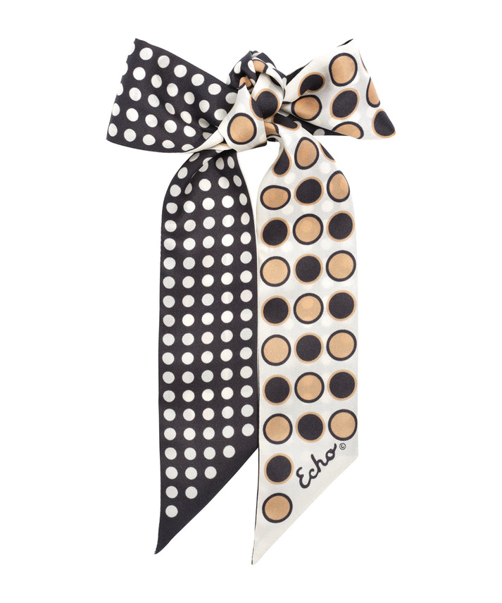 SPOTTED SILK RIBBON SCARF