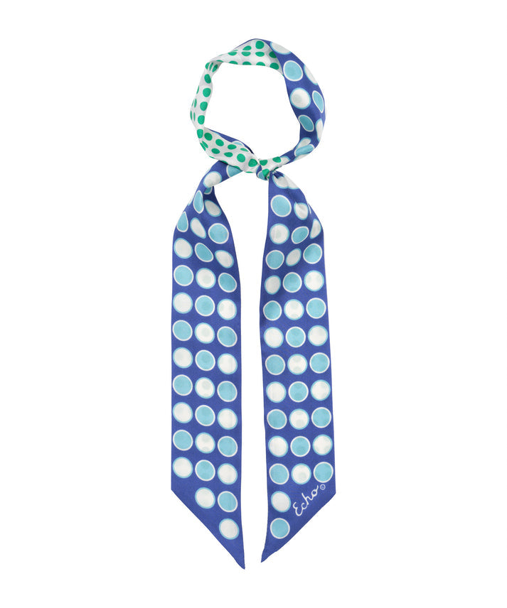 SPOTTED SILK RIBBON SCARF
