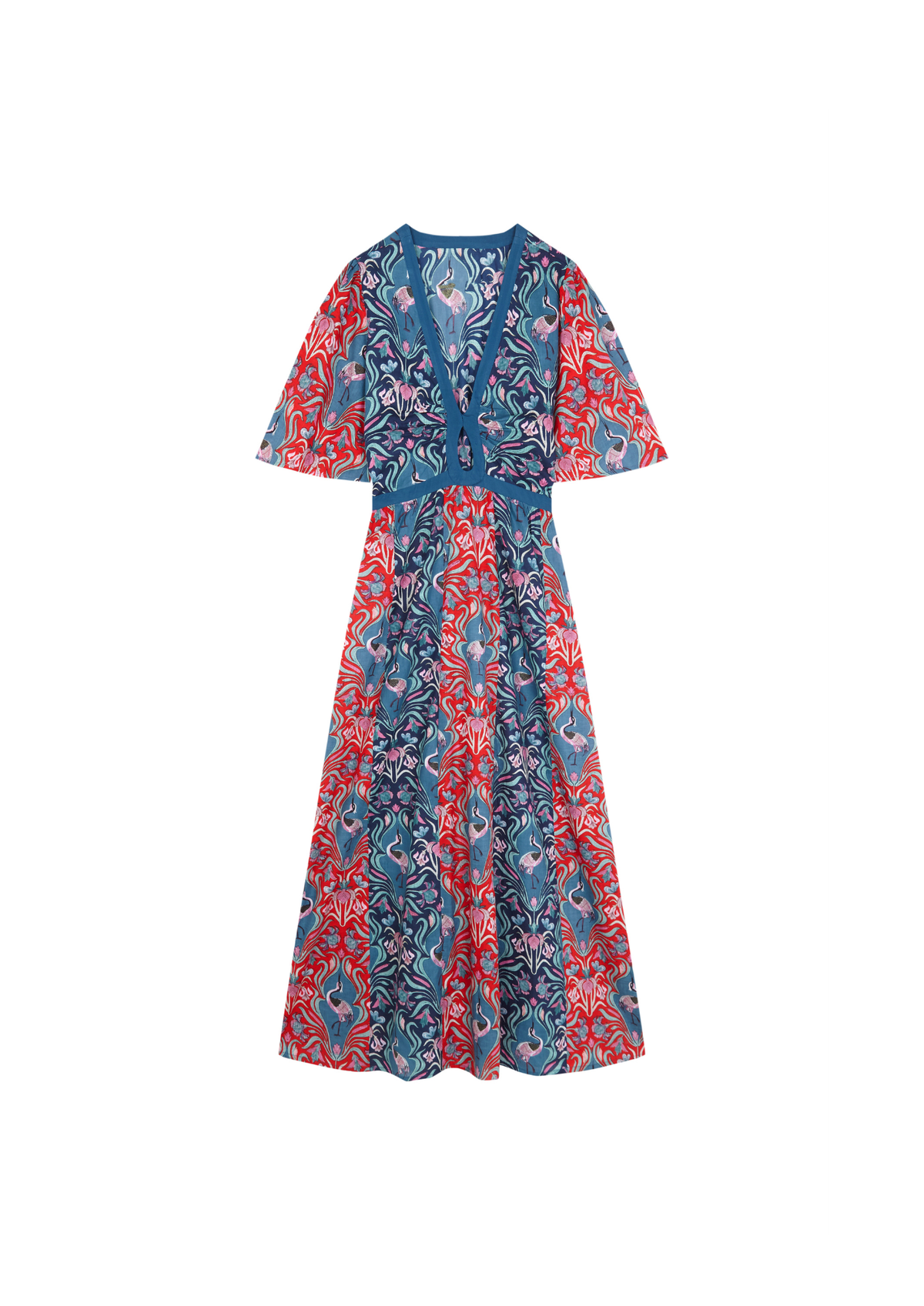 MIDI SHORT SLEEVE PANELED DRESS