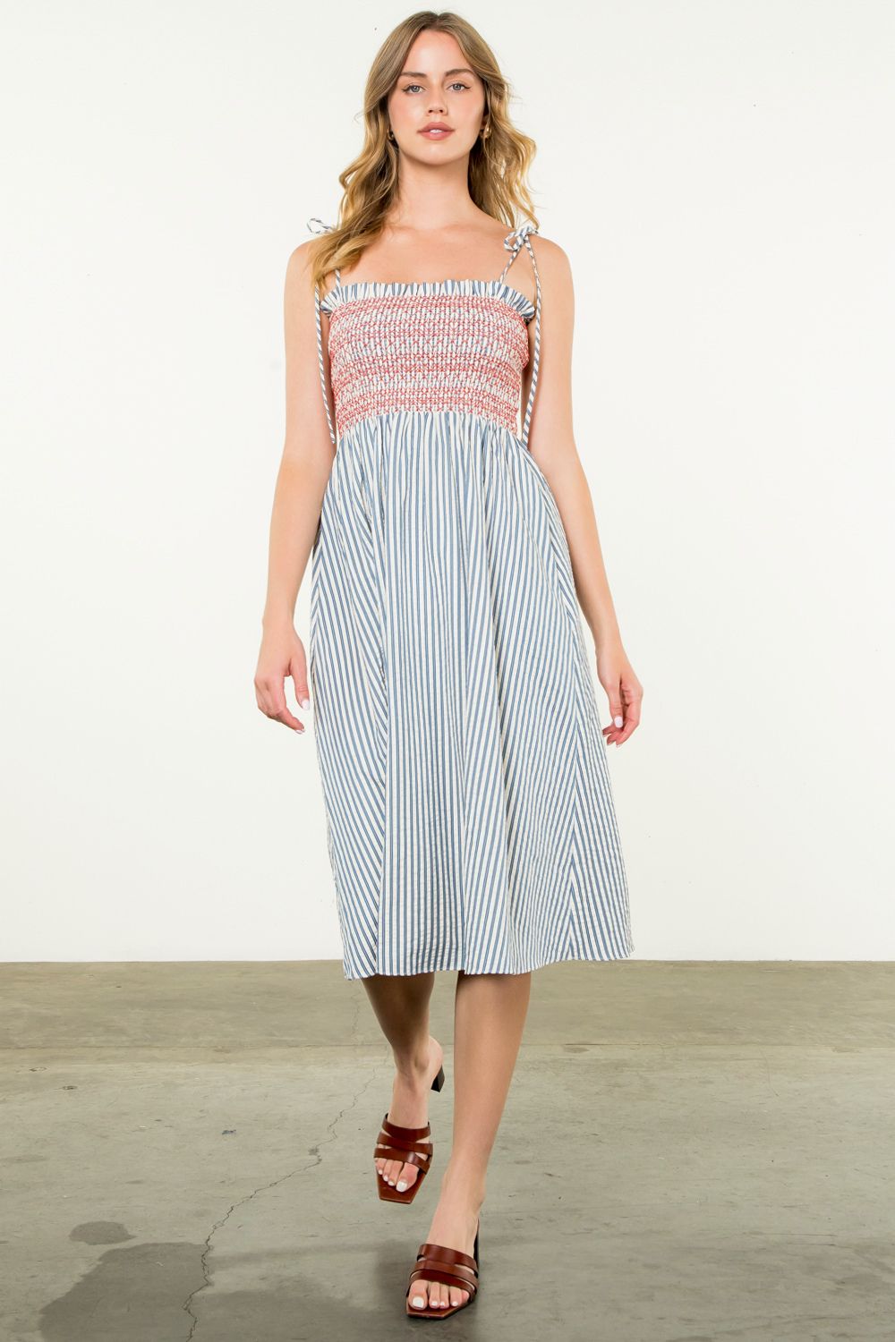 TIE STRAP STRIPE DRESS