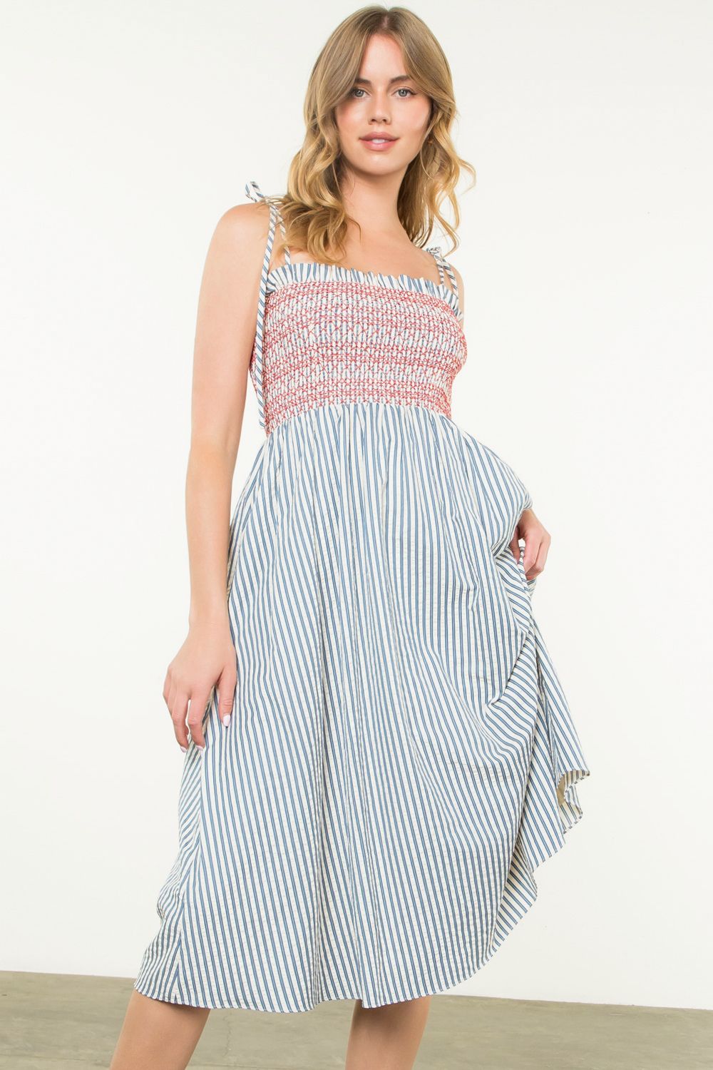 TIE STRAP STRIPE DRESS