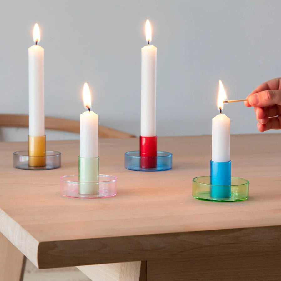 DUO TONE GLASS CANDLE HOLDER