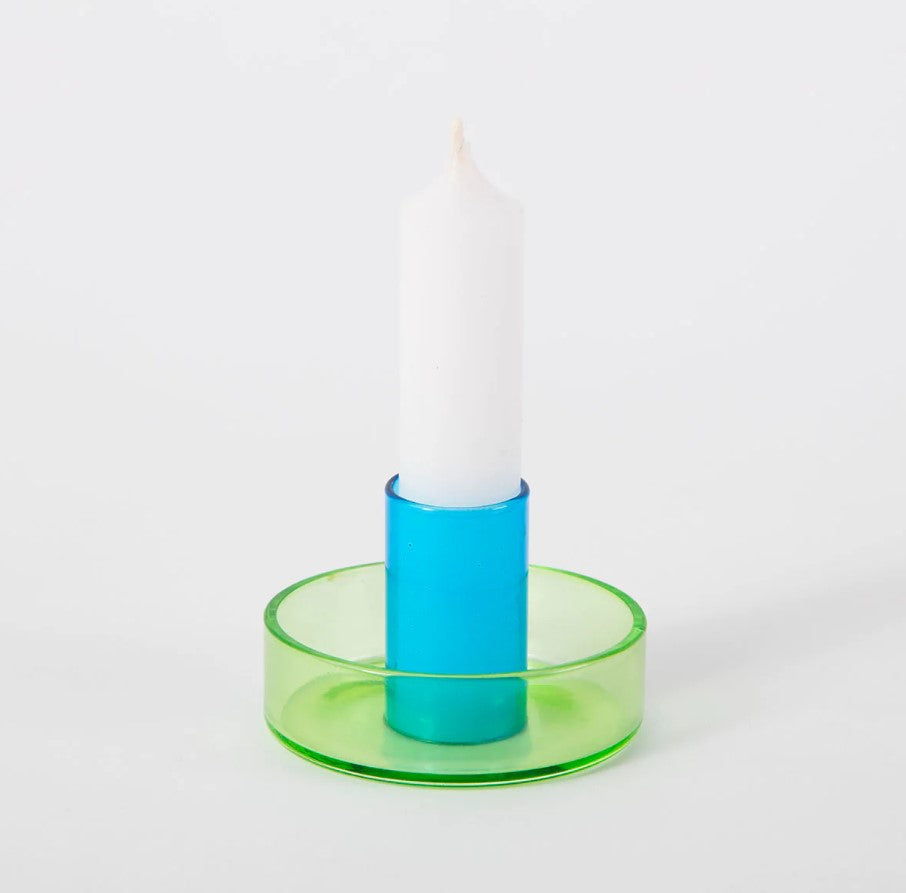 DUO TONE GLASS CANDLE HOLDER