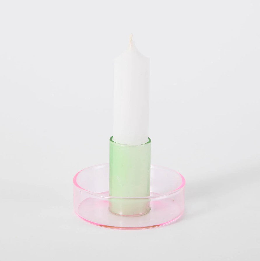 DUO TONE GLASS CANDLE HOLDER